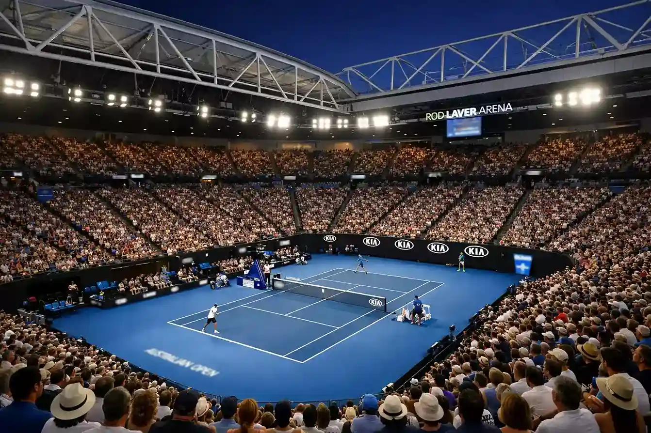 Estadio Rod Laver Arena de Melbourne lleno de espectadores durante el Australian Open