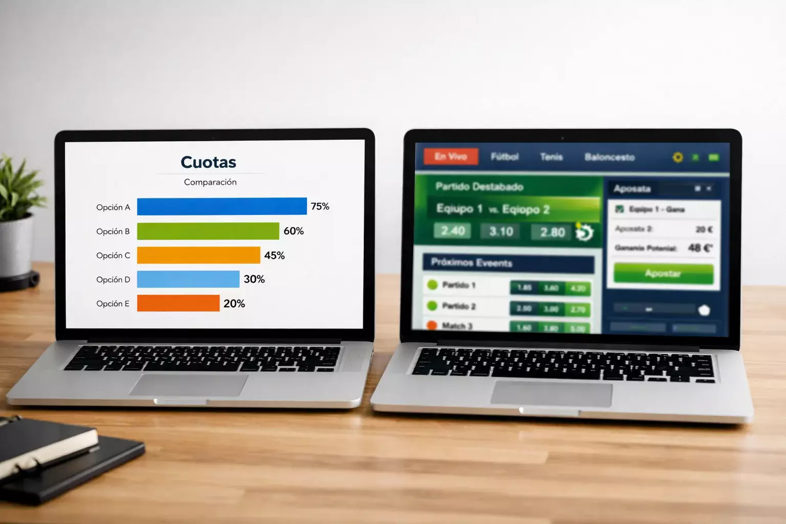 Gr&aacute;fico simple mostrando comparaci&oacute;n de porcentajes con barras de colores