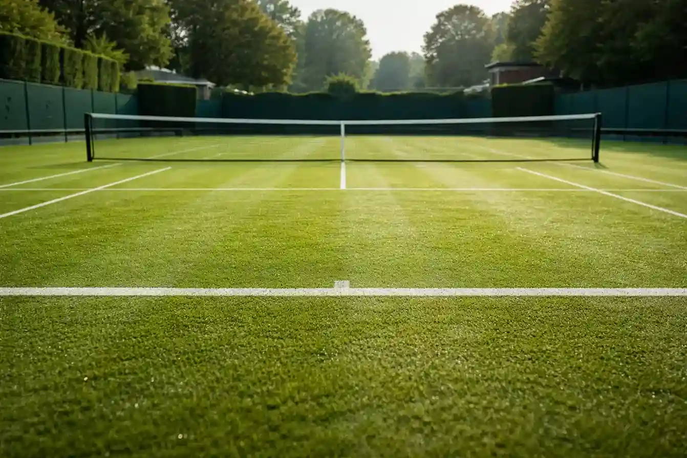 Pista de hierba de Wimbledon con su característico césped verde perfectamente cortado